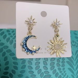 Sun Moon & Star Drop Boho Earrings